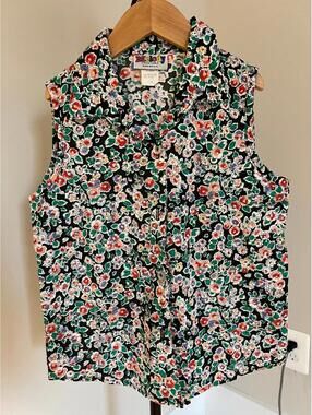Vintage Melody Creations Girls Floral Button Up Tank, Made in USA